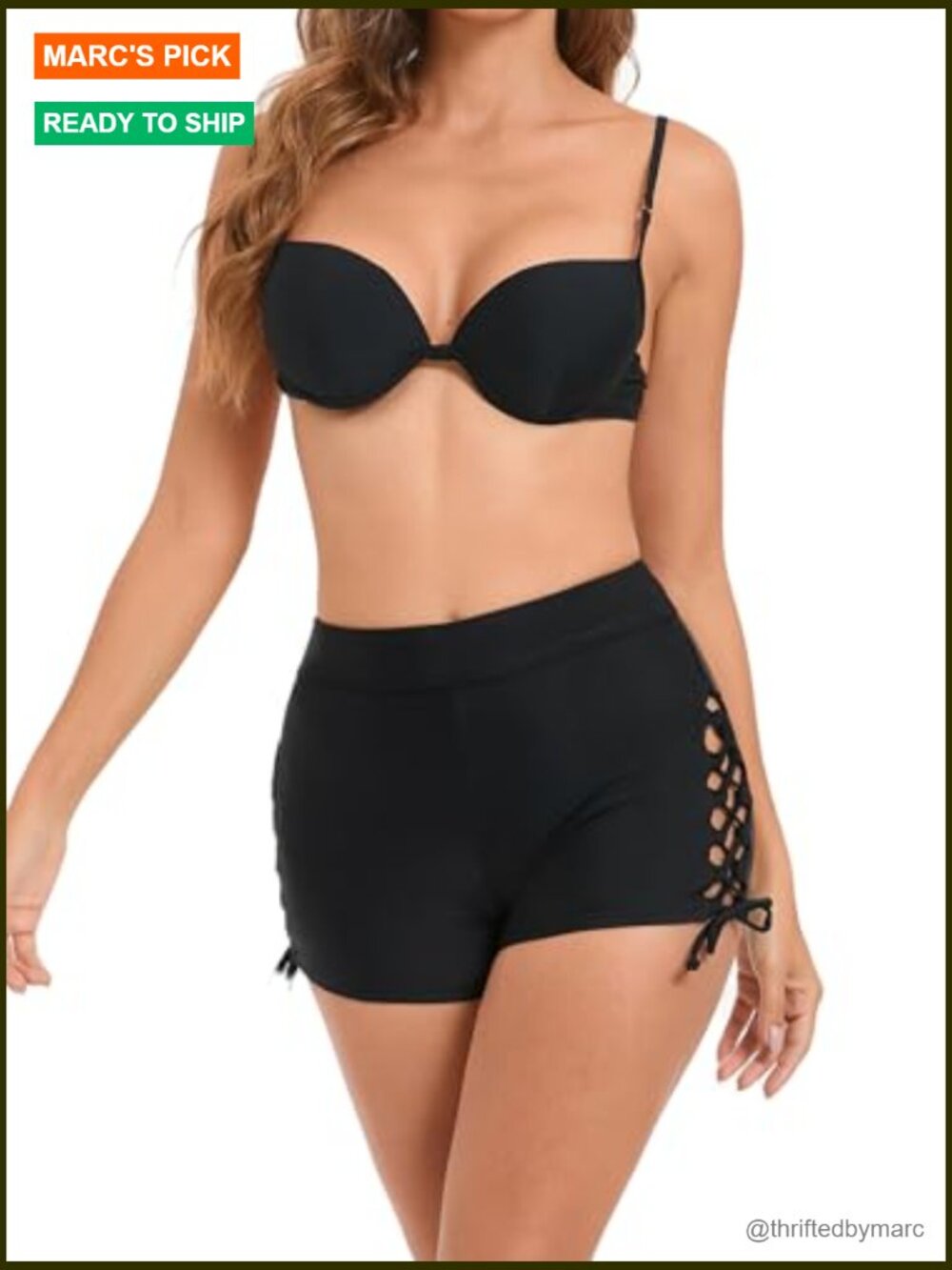 High Waisted Swim Shorts Tie Adjustable Bathing Suit Bottoms Tankini Board - Picture 6 of 7